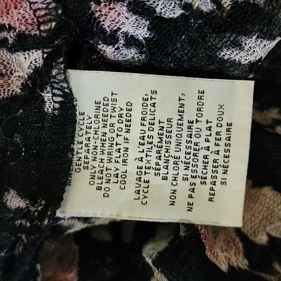 Denim&Supply Ralph Lauren Sheer Lace Long Sleeve Blouse Floral Black Size Large - Picture 4 of 4